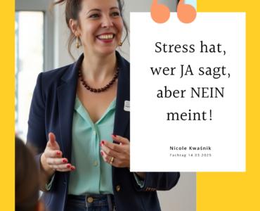 "Nicole Kwasnik beim Impulsvortrag 'Gesund führen durch klare Grenzen' vor Fachkräften – Gesundheit im Beruf durch klare Grenzen und ein ausgeglichenes Nervensystem."